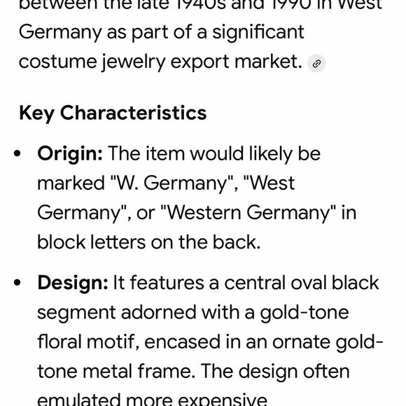 Vintage West Germany Black and Gold Floral Scarf Clip - Picture 9 of 9